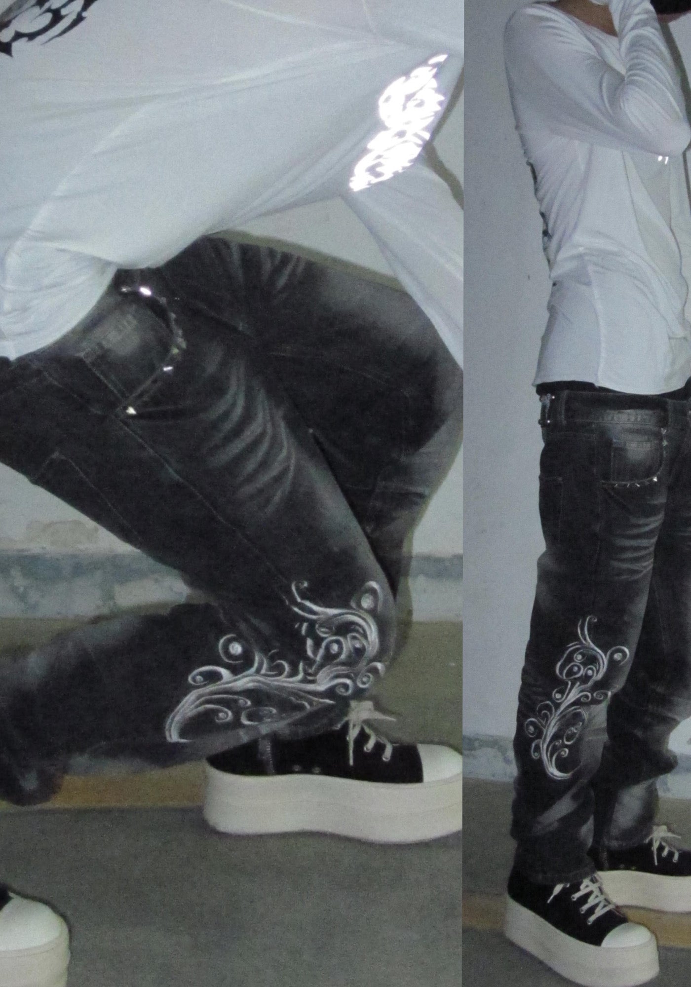 UCANTBELIKEME Embroidered Totem Jeans