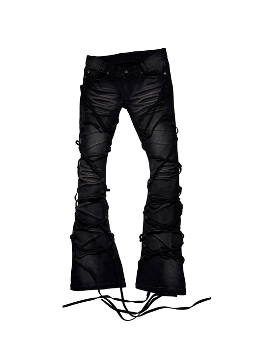 PCCVISION 3MANON Black Bandage Slim—fit Flared Jeans