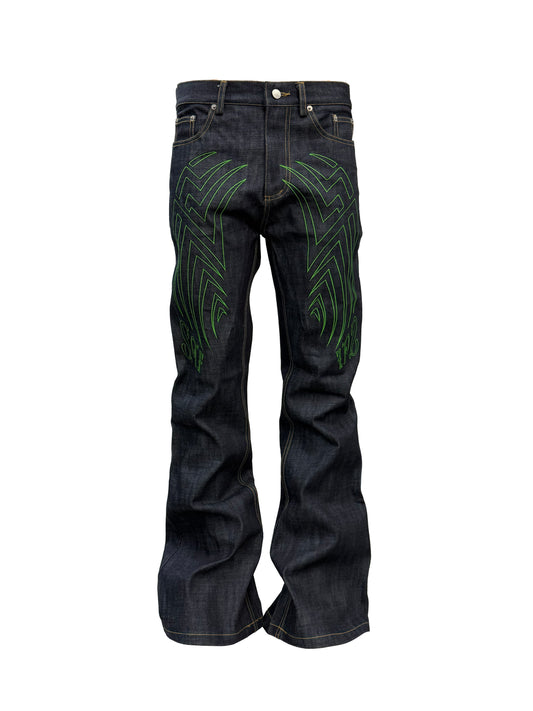 PCCVISION Embroidered Raw Denim Jeans