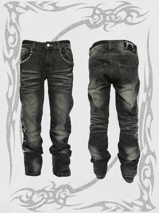 UCANTBELIKEME Embroidered Totem Jeans