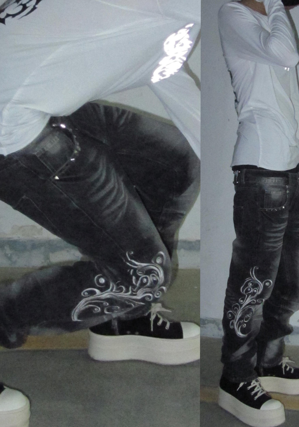 UCANTBELIKEME Embroidered Totem Jeans