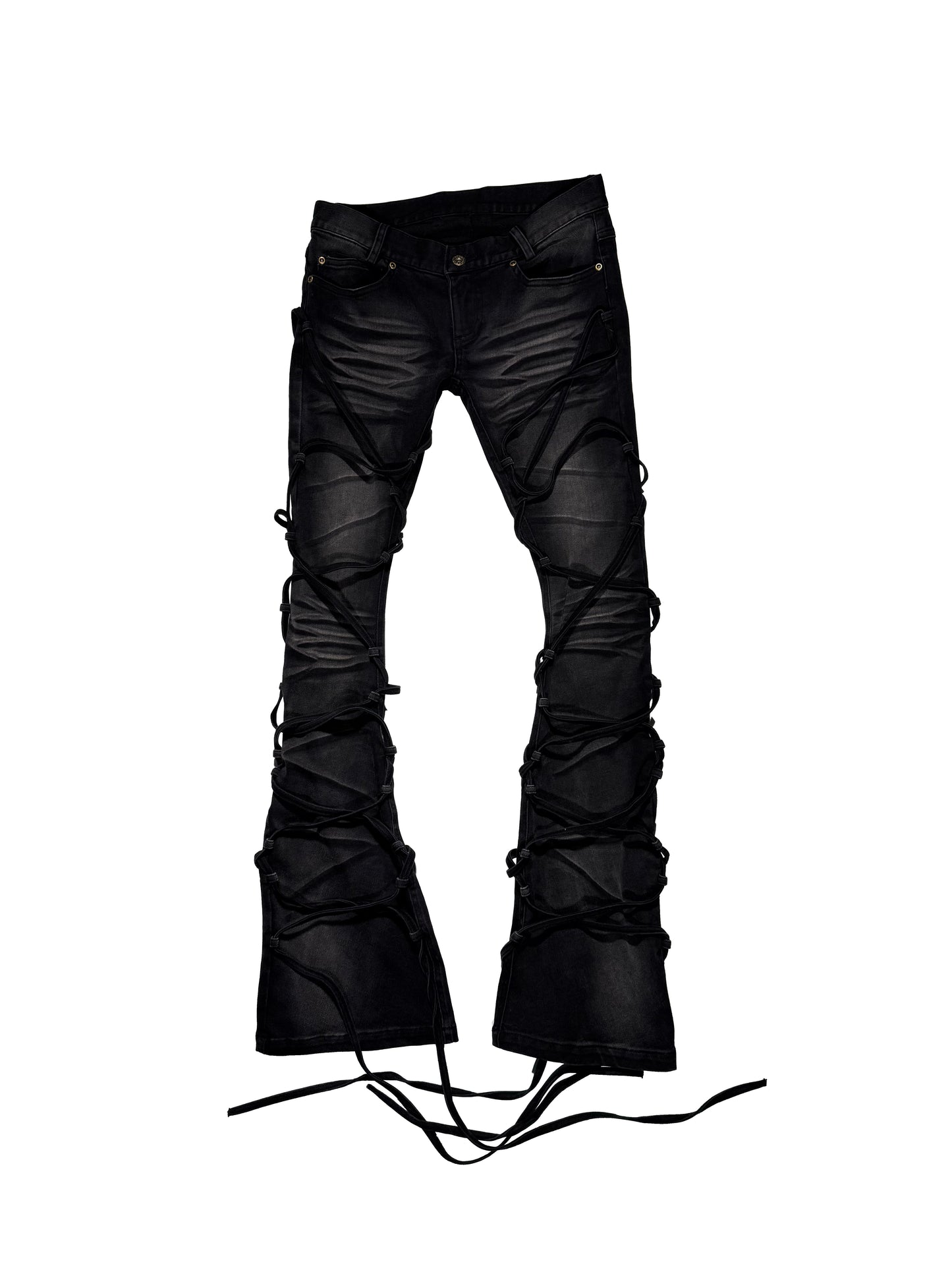 PCCVISION 3MANON Black Bandage Slim—fit Flared Jeans