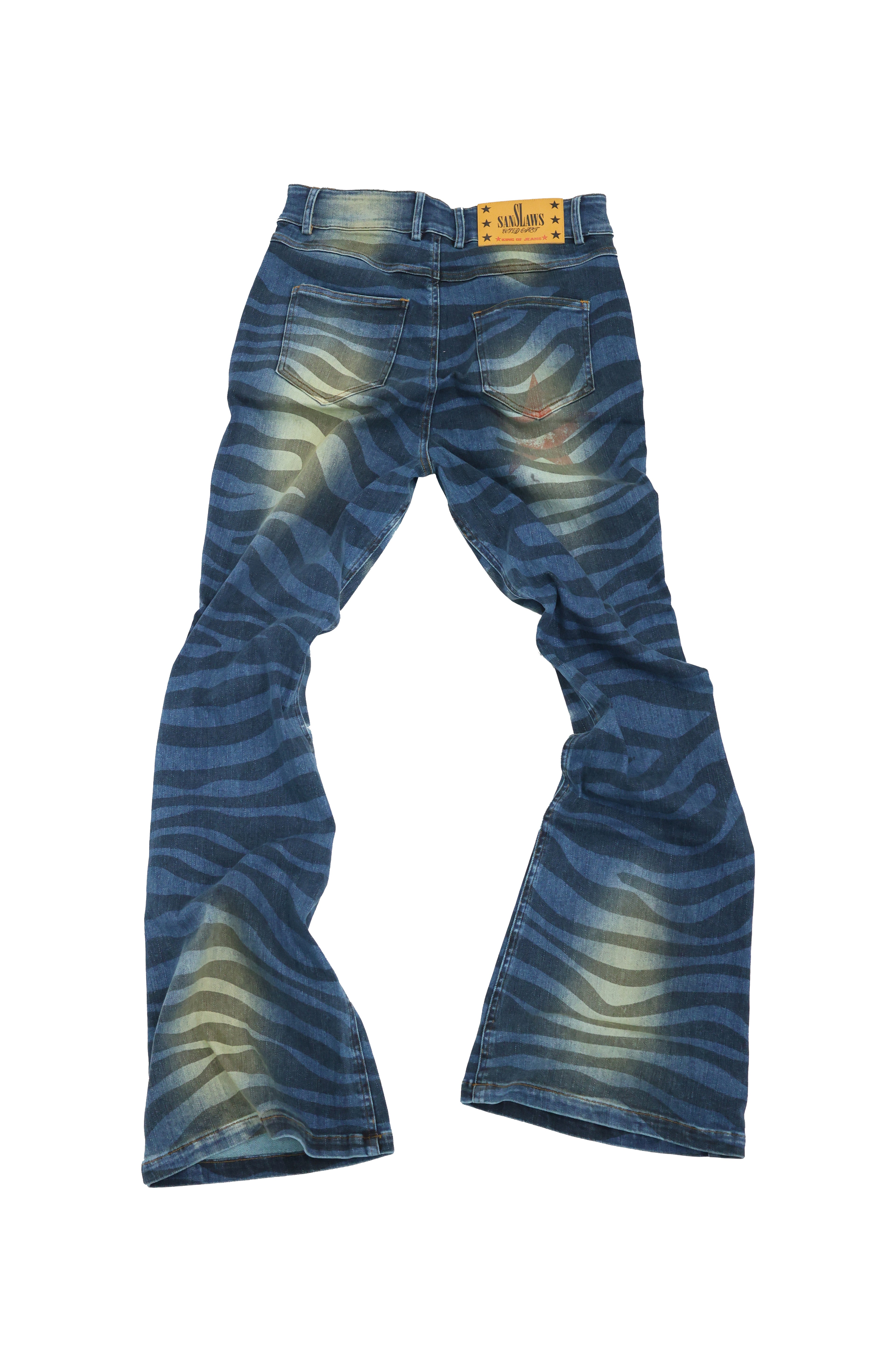 SANSLAWS Tiger Stripes Flared Jeans