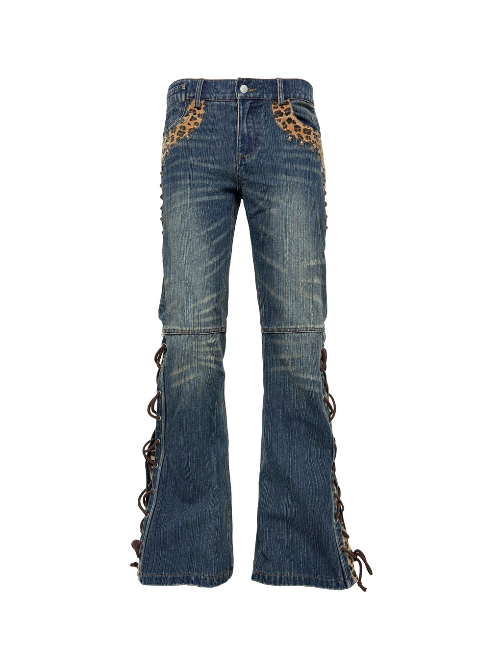 PCCVISION 3MANON Horsehair Leopard Print Flared Jeans