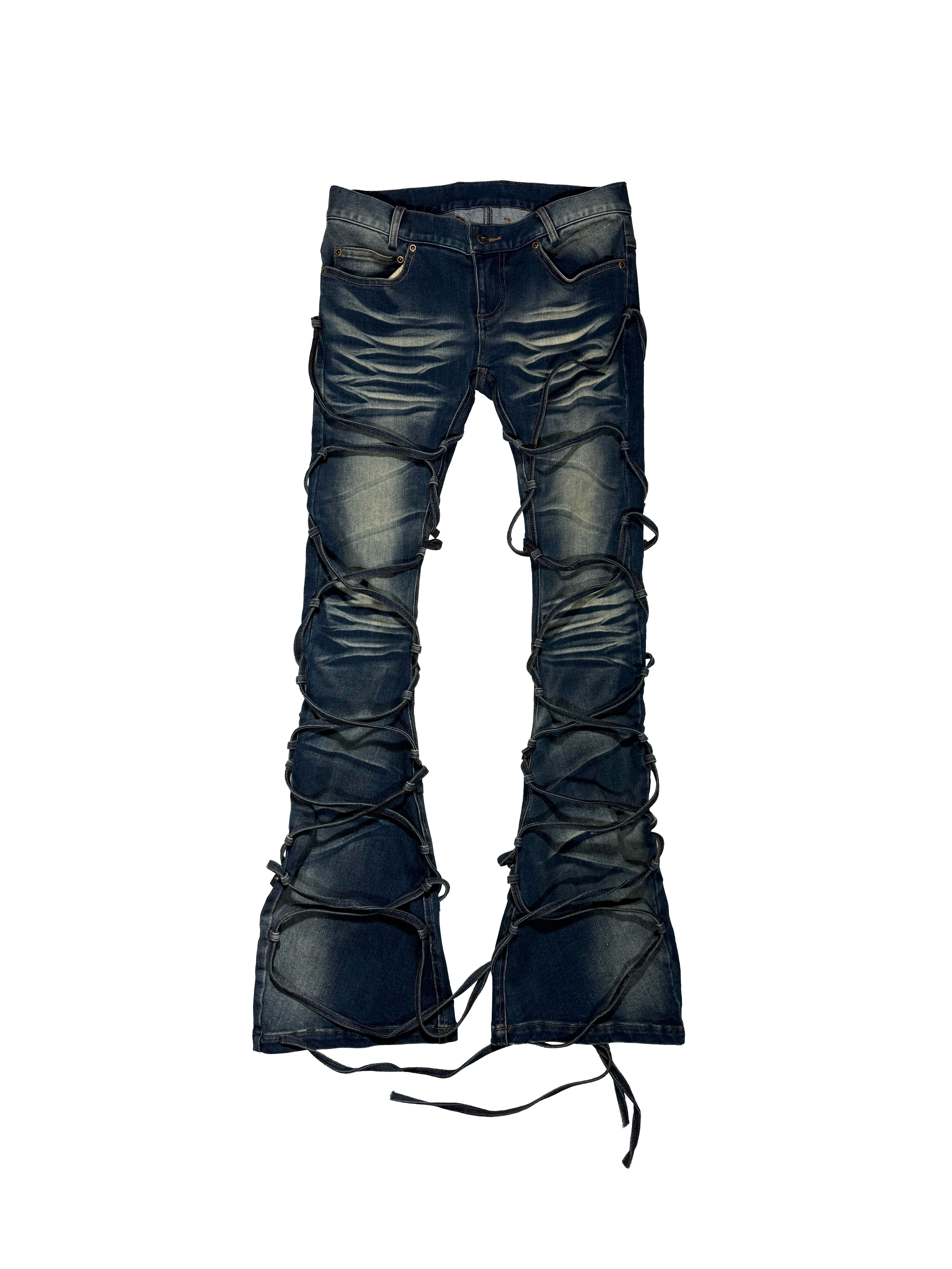 PCCVISION 3MANON Blue Bandage Slim—fit Flared Jeans