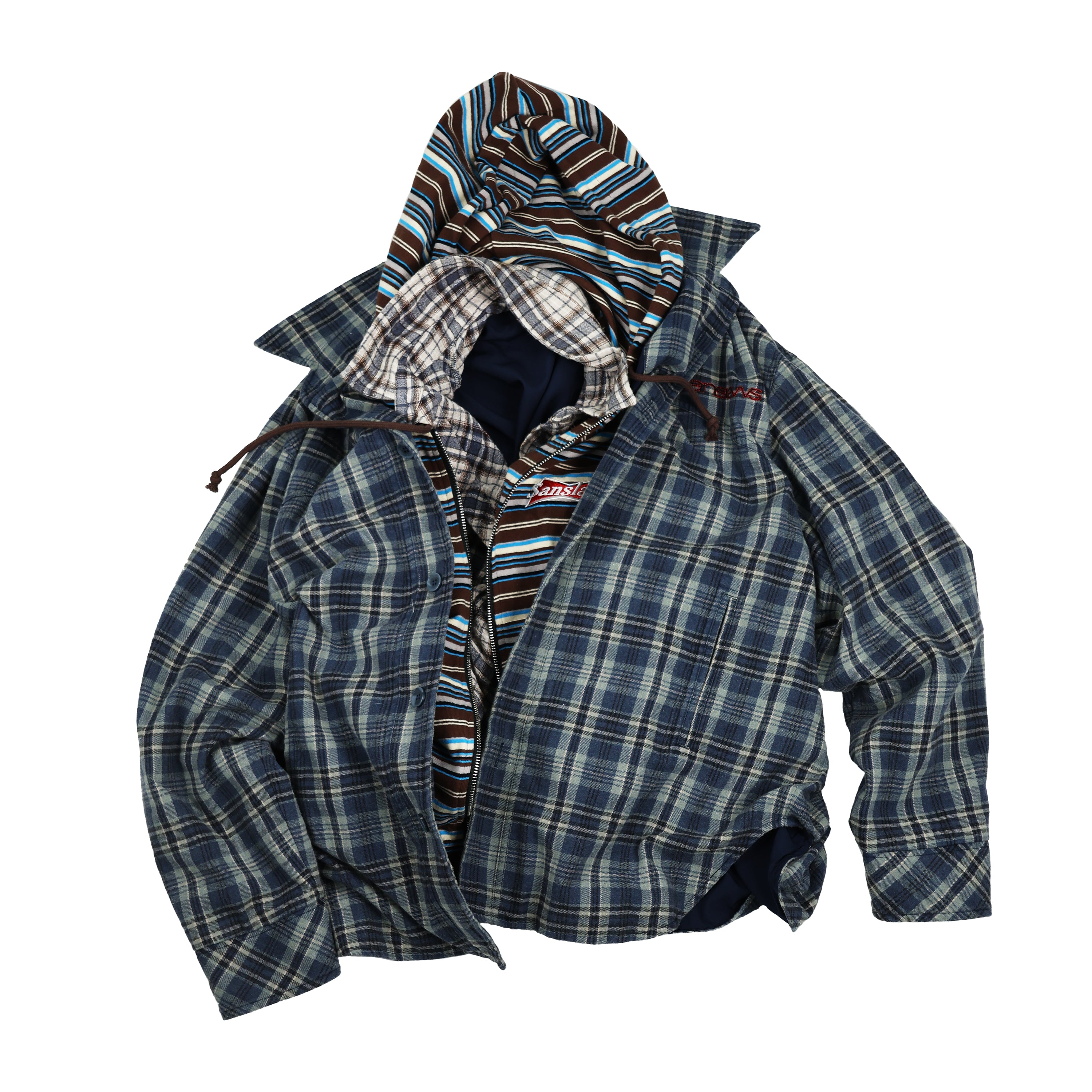 SANSLAWS Faux Layered Plaid Jacket