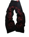 PCCVISION WWIII Black Embroidered Rivet Ultra-long Pants