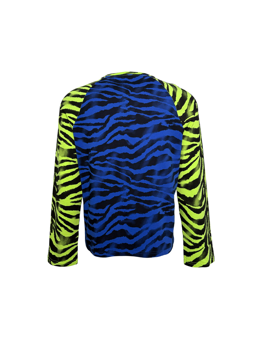 PCCVISION 3MANON Blue and Green Zebra Printed Raglan Long Sleeves