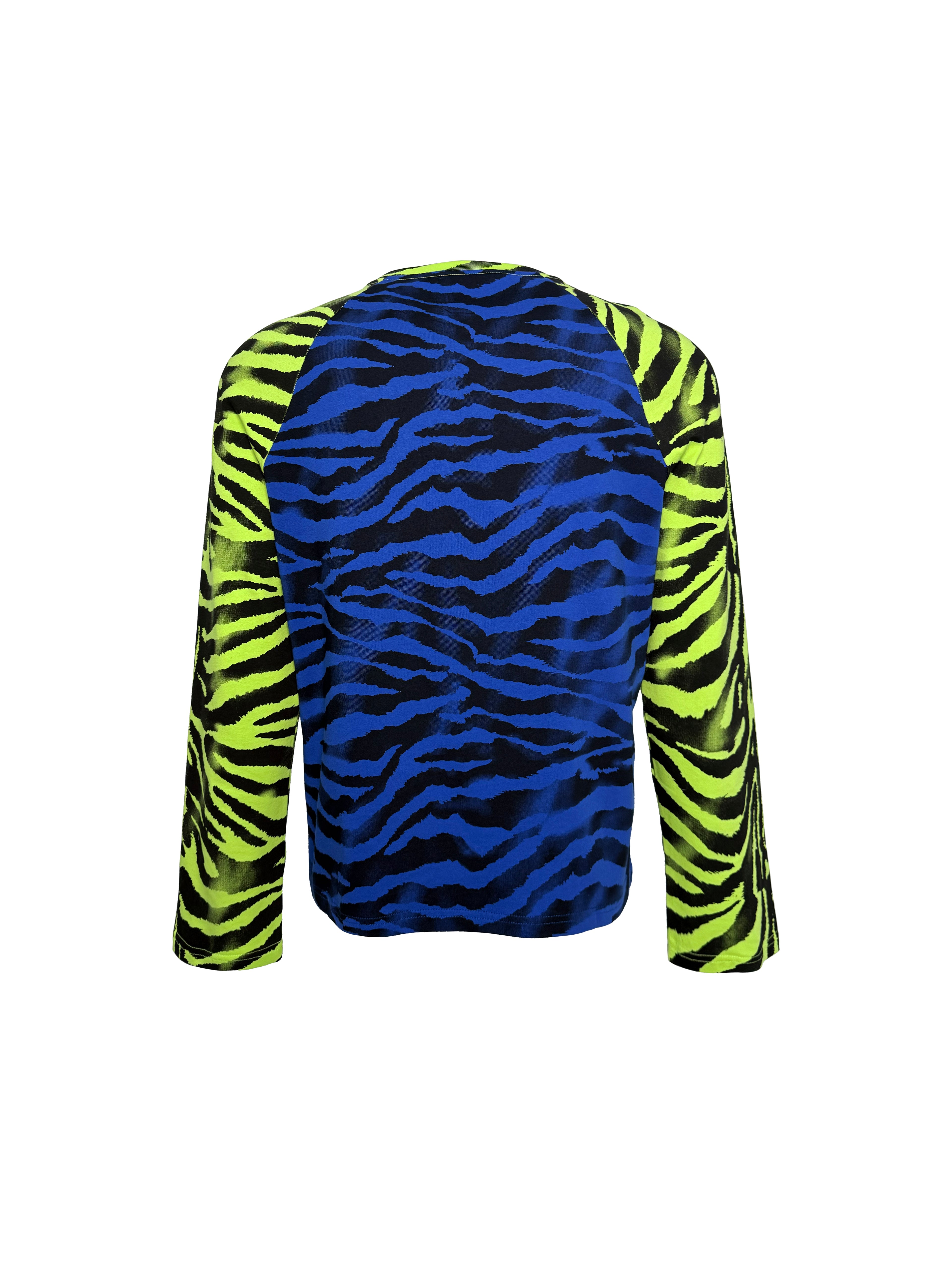 PCCVISION 3MANON Blue and Green Zebra Printed Raglan Long Sleeves