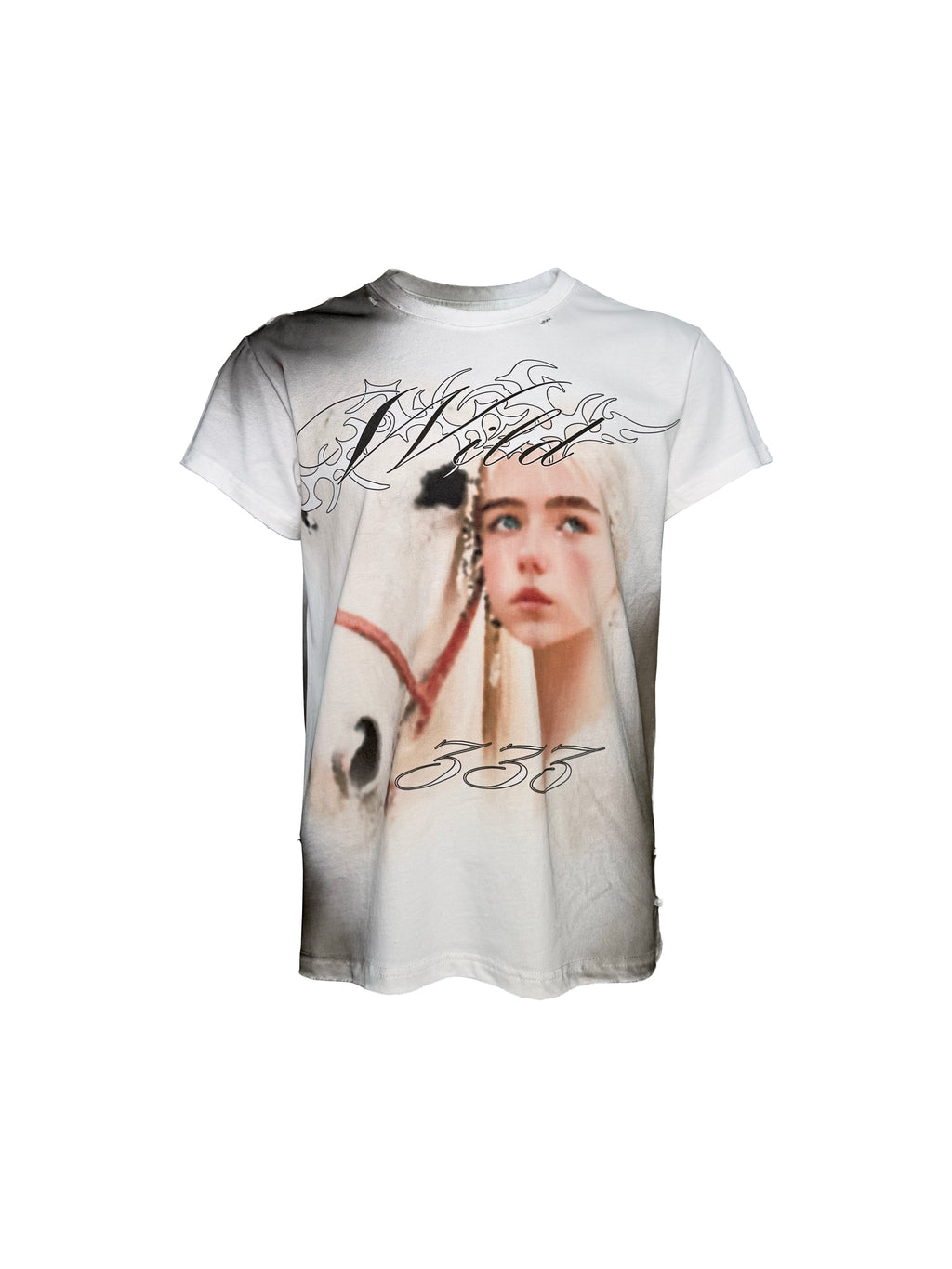 PCCVISION 3MANON 'WILD333' Distressed Portrait Graphic Tee