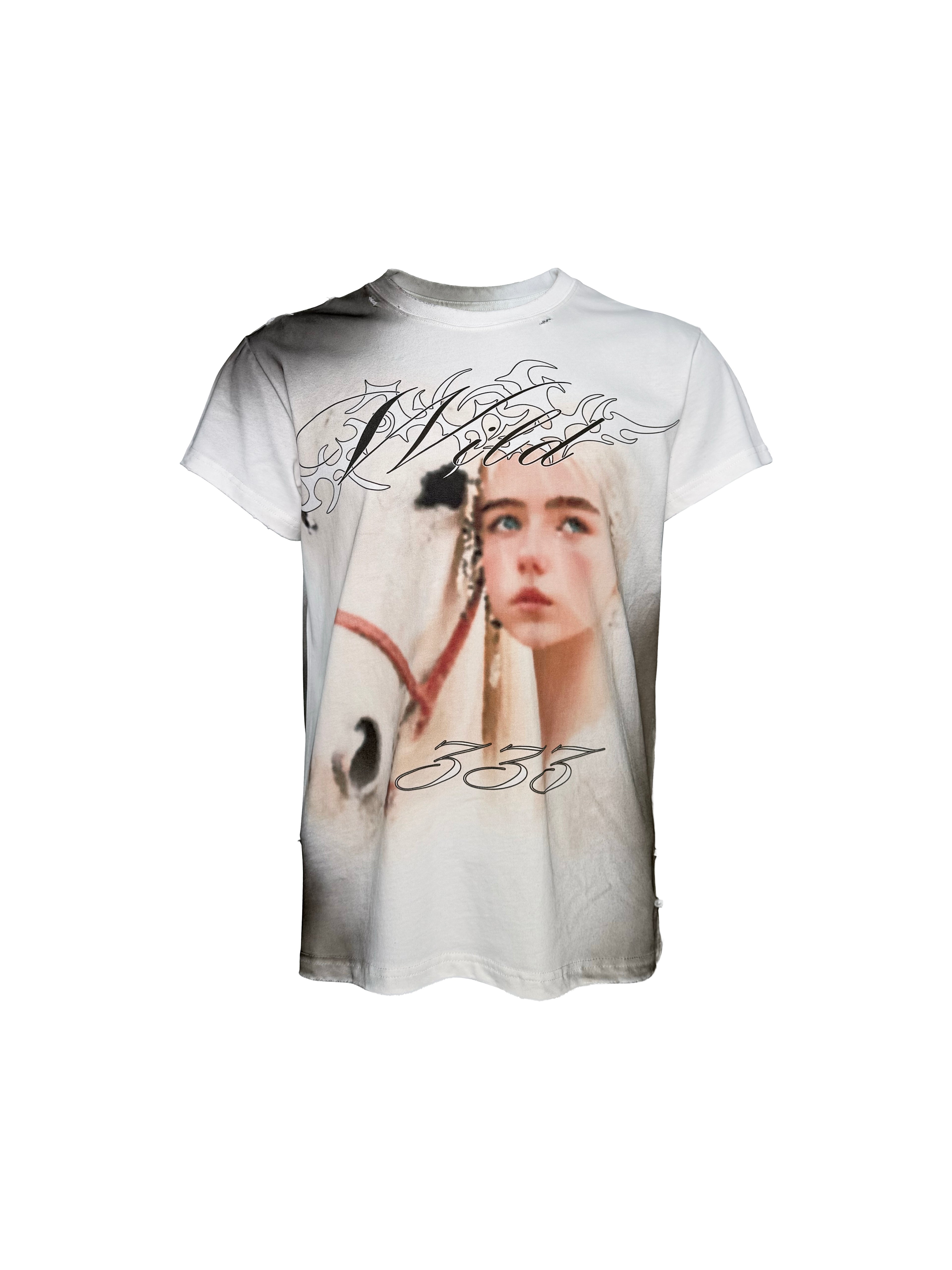 PCCVISION 3MANON 'WILD333' Distressed Portrait Graphic Tee