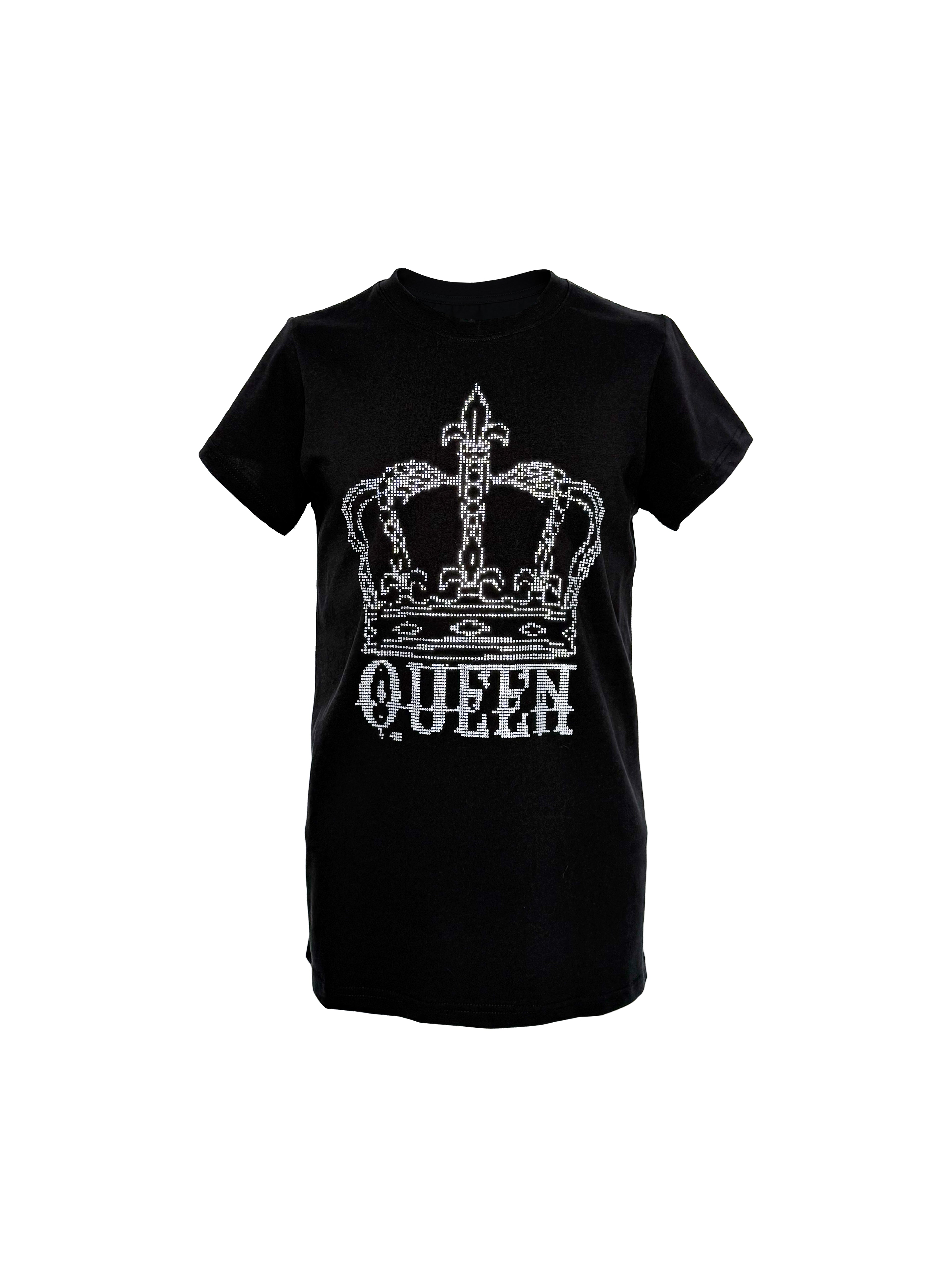 PCCVISION 3MANON 'QUEEN' Black Rhinestone Tee