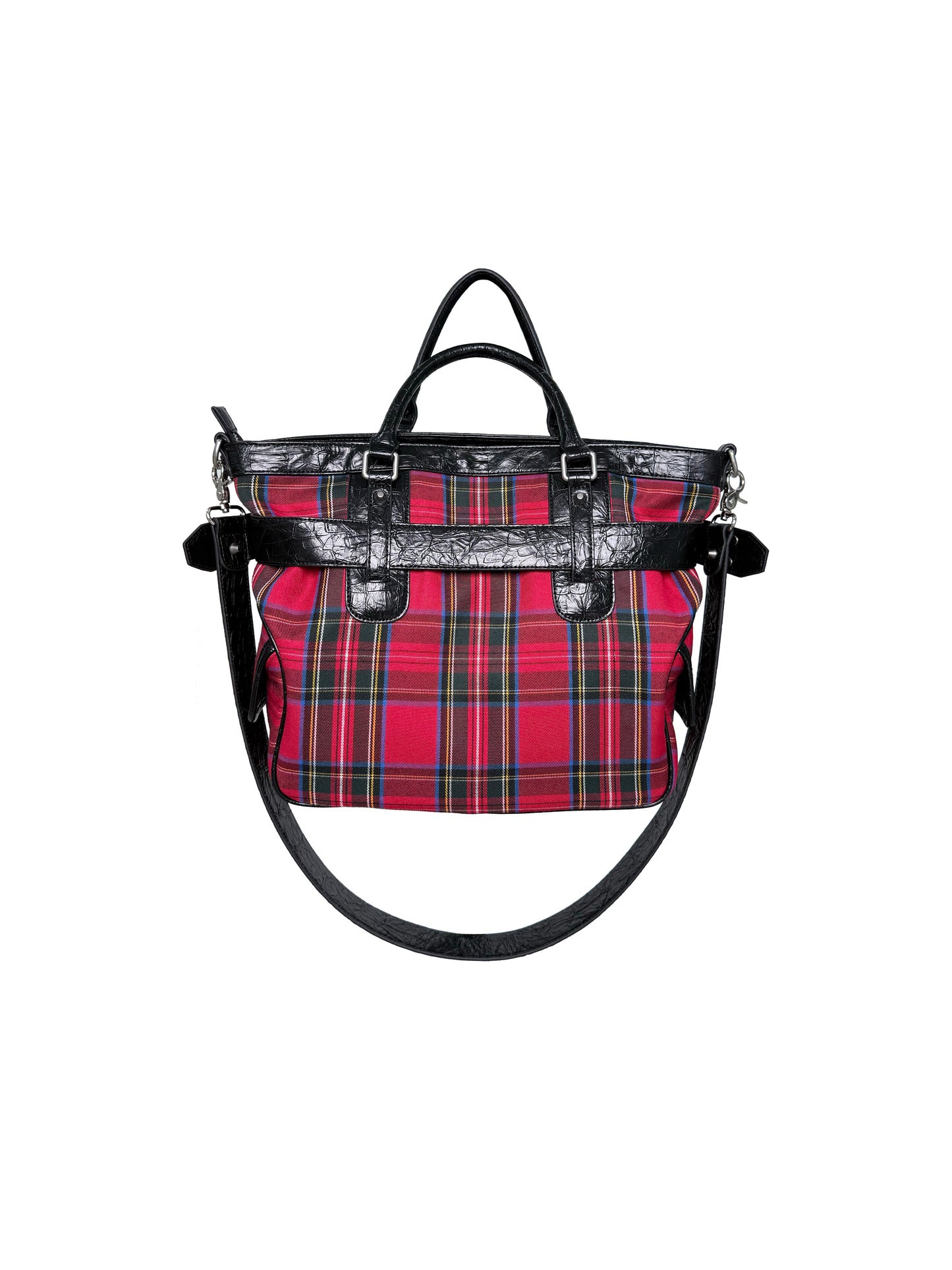 PCCVISION 'GOTH' Plaid Rivet Handbag