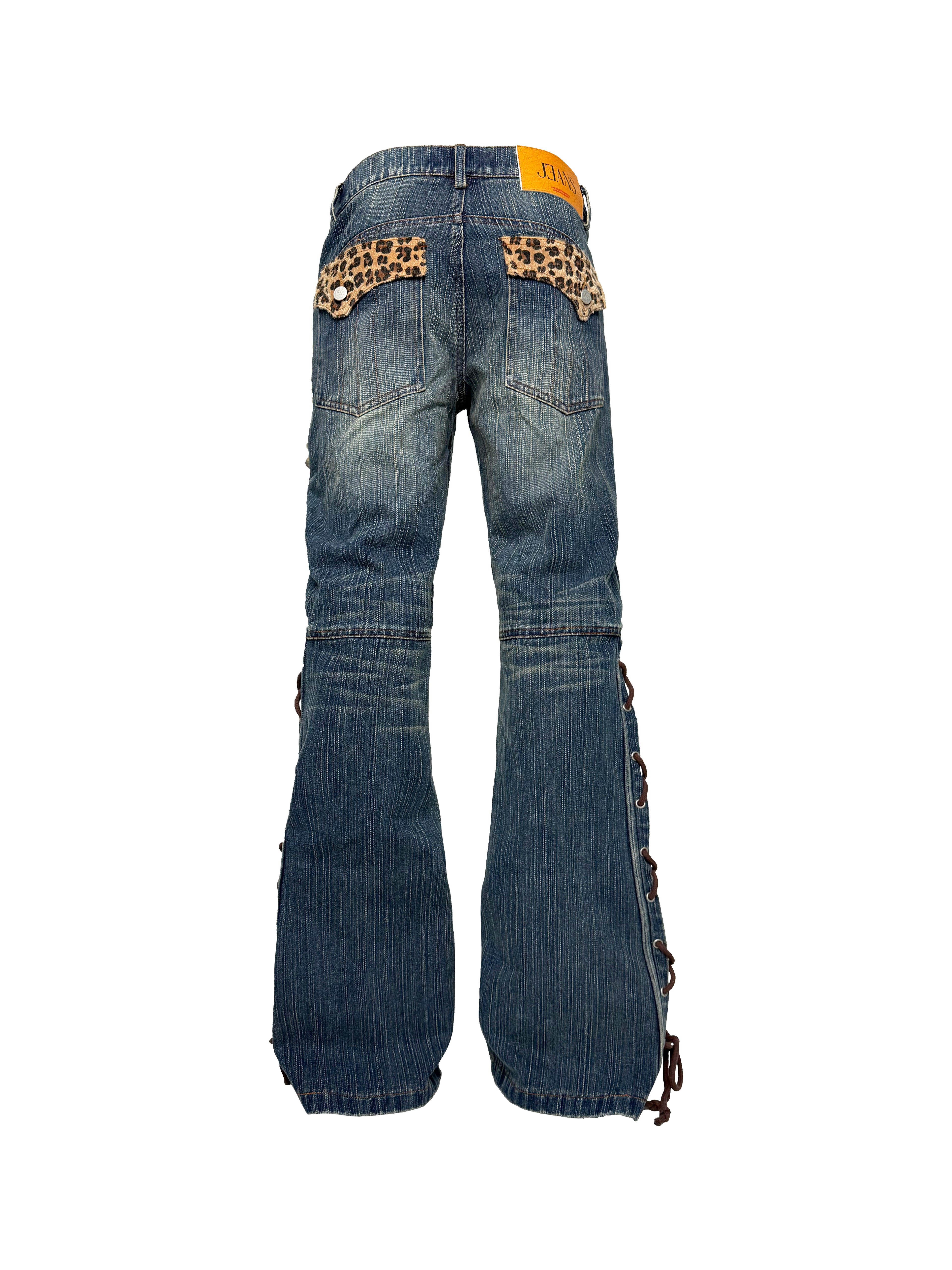 PCCVISION 3MANON Horsehair Leopard Print Flared Jeans