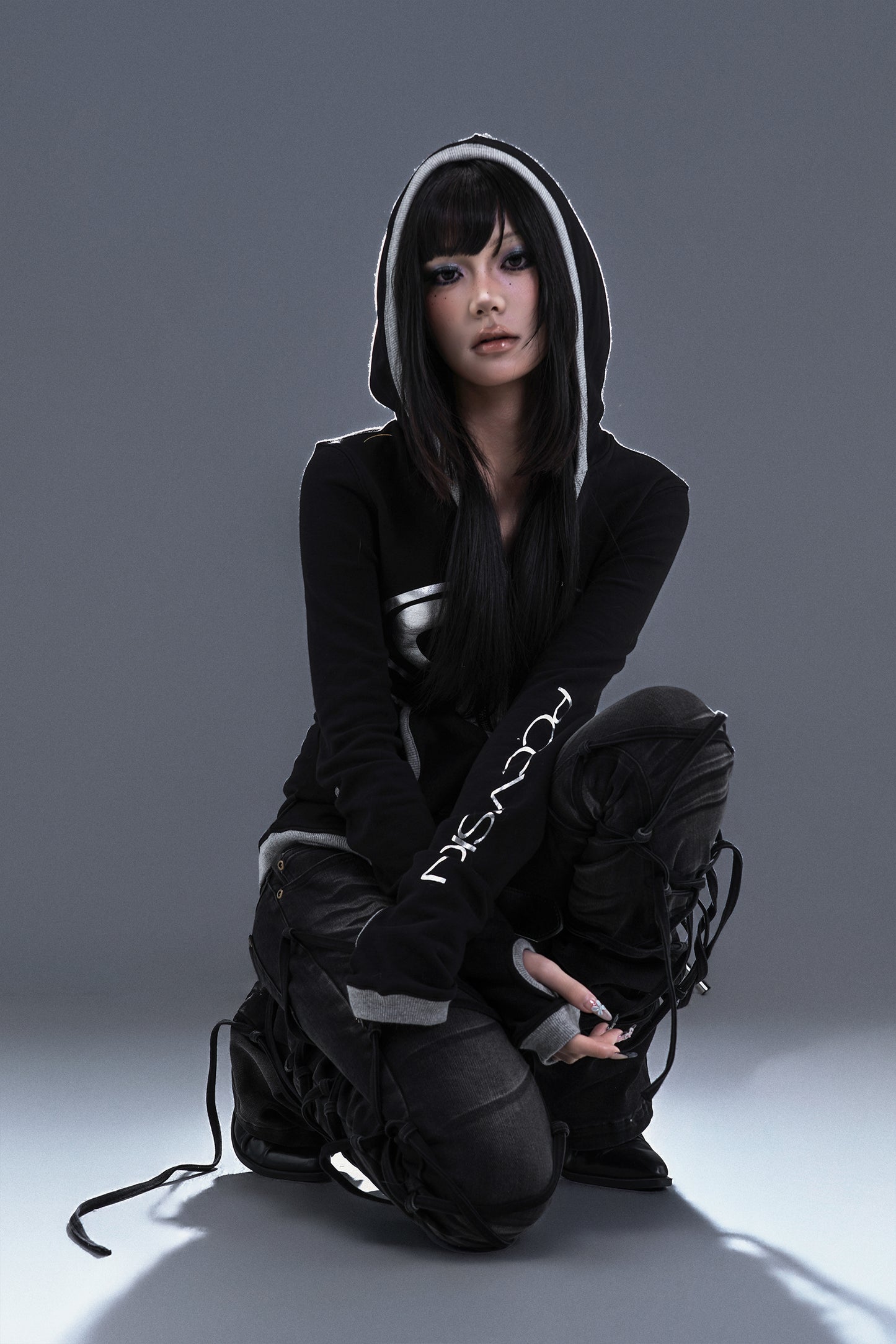 PCCVISION 3MANON Black Bandage Slim—fit Flared Jeans