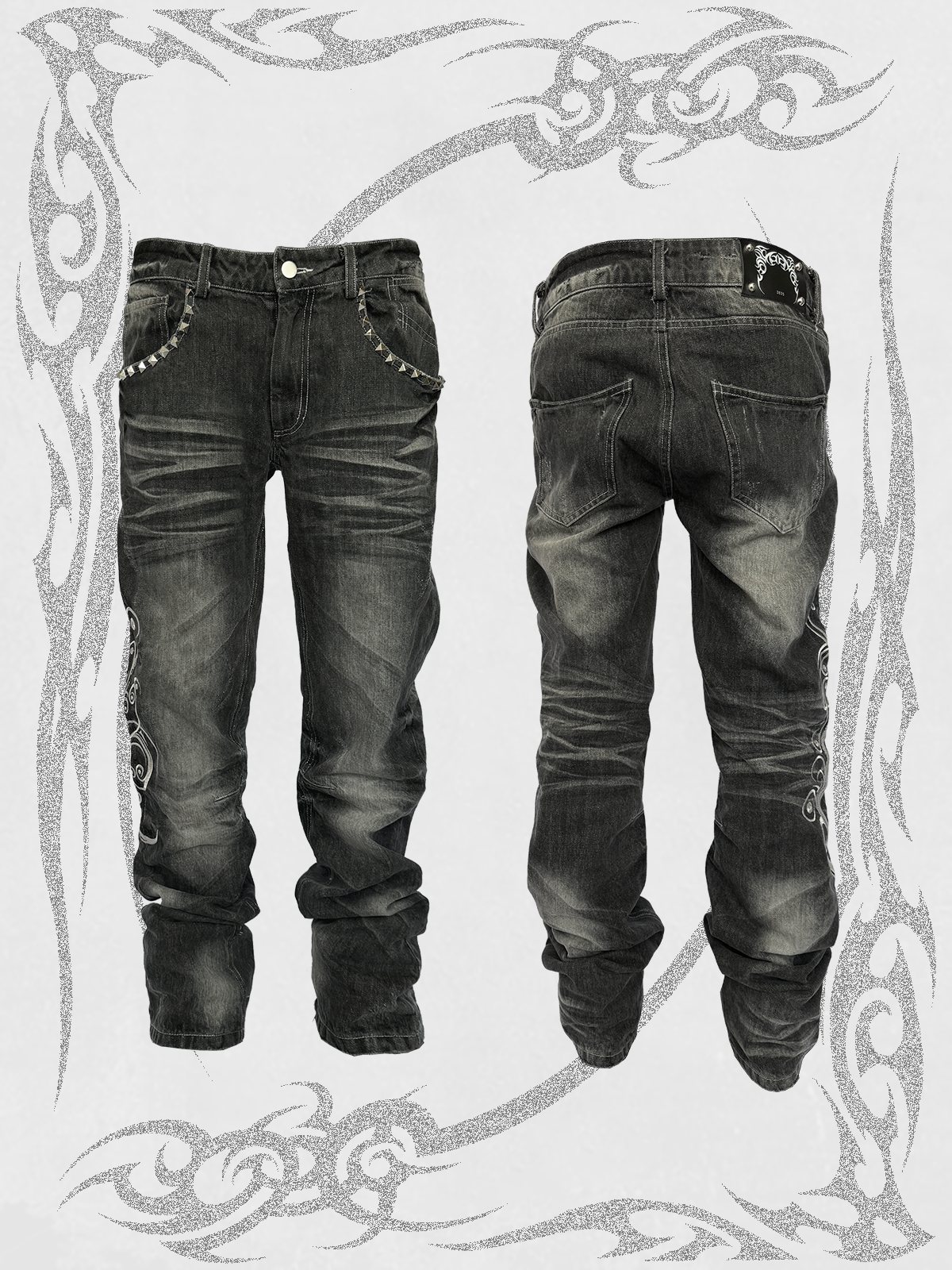 UCANTBELIKEME Embroidered Totem Jeans