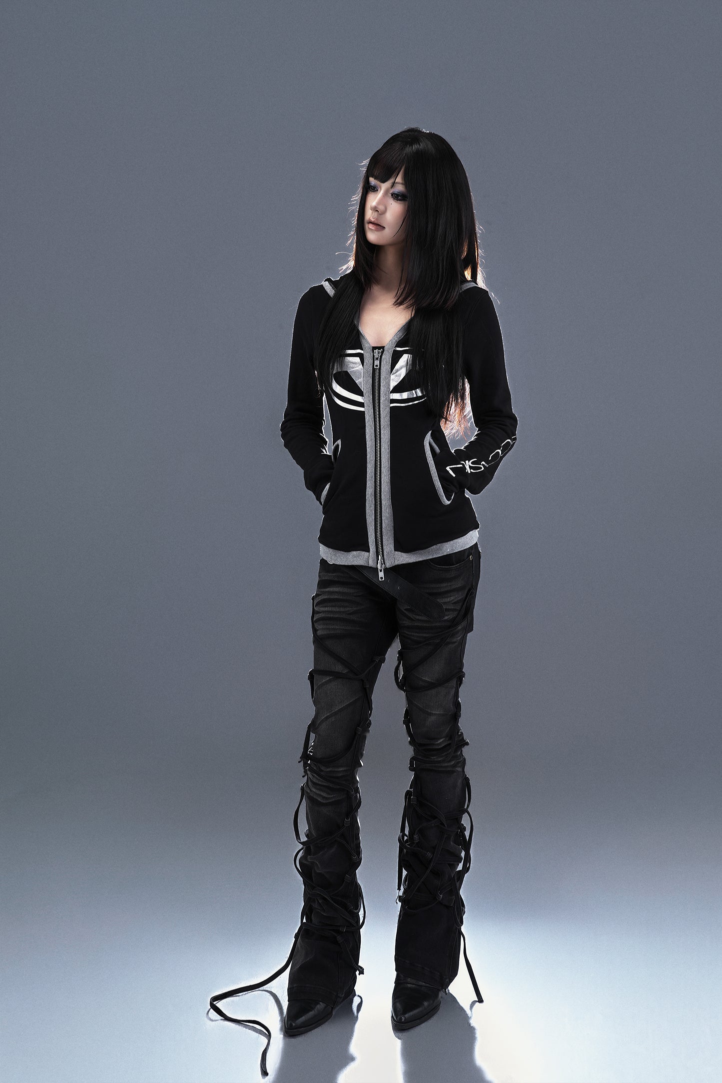 PCCVISION 3MANON Black Bandage Slim—fit Flared Jeans