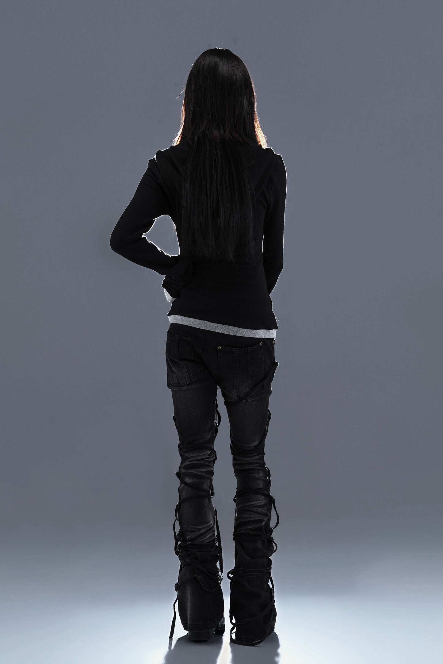 PCCVISION 3MANON Black Bandage Slim—fit Flared Jeans