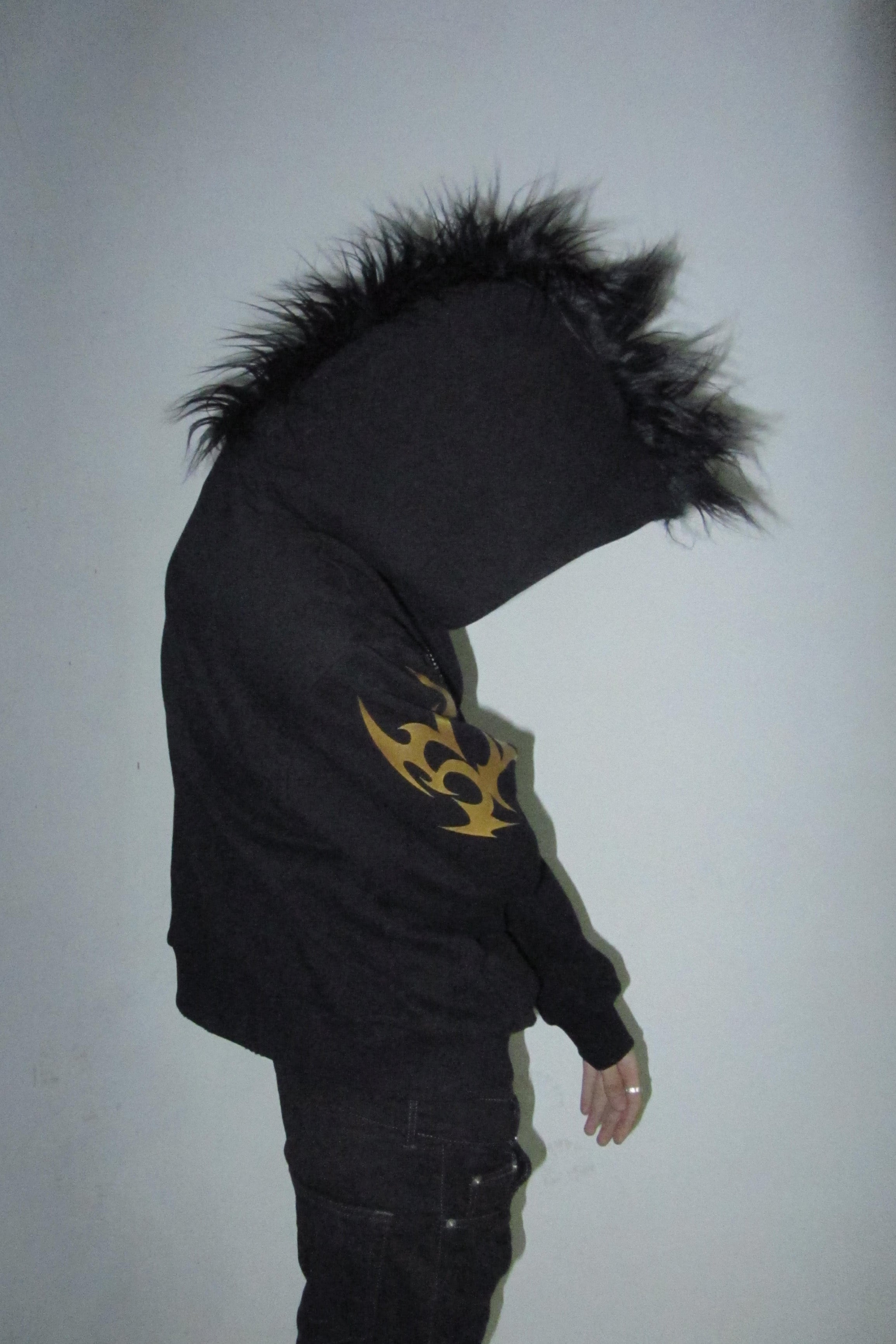 UCANTBELIKEME Mohawk Fur Zip Hoodie