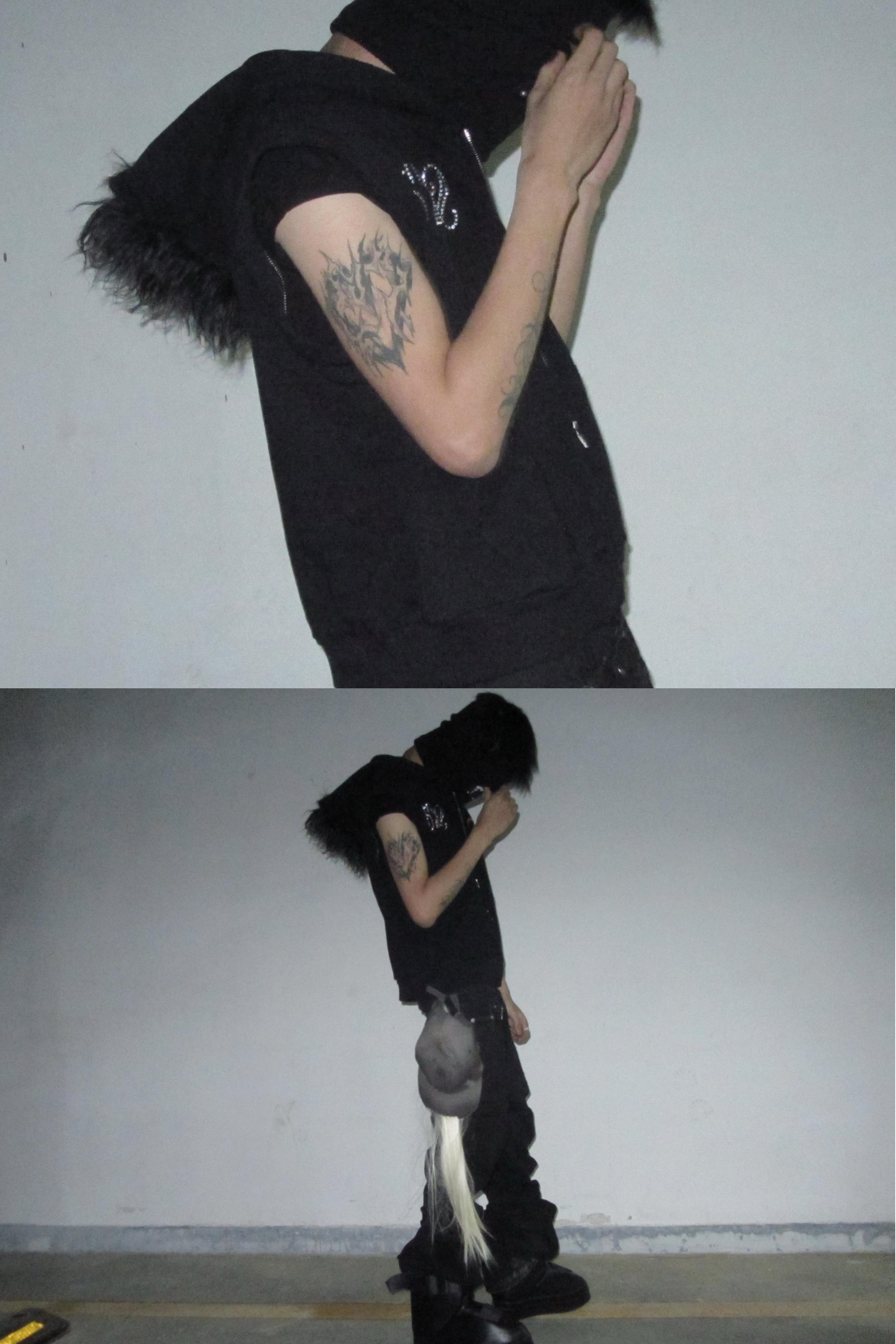 UCANTBELIKEME Mohawk Fur Zip Hoodie