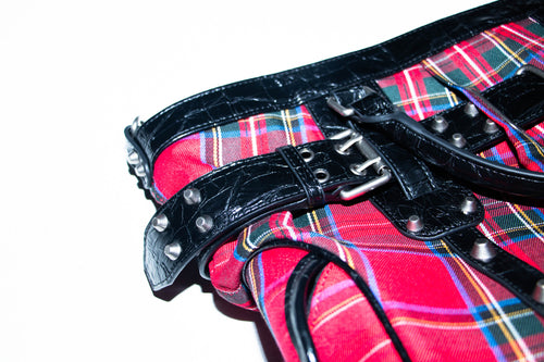PCCVISION 'GOTH' Plaid Rivet Handbag