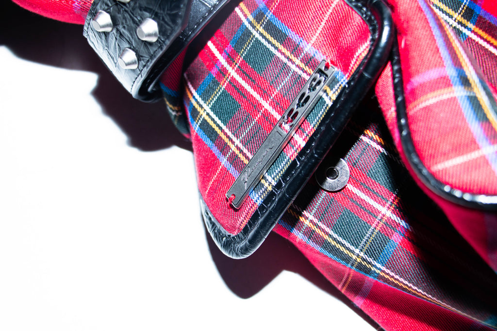 PCCVISION 'GOTH' Plaid Rivet Handbag