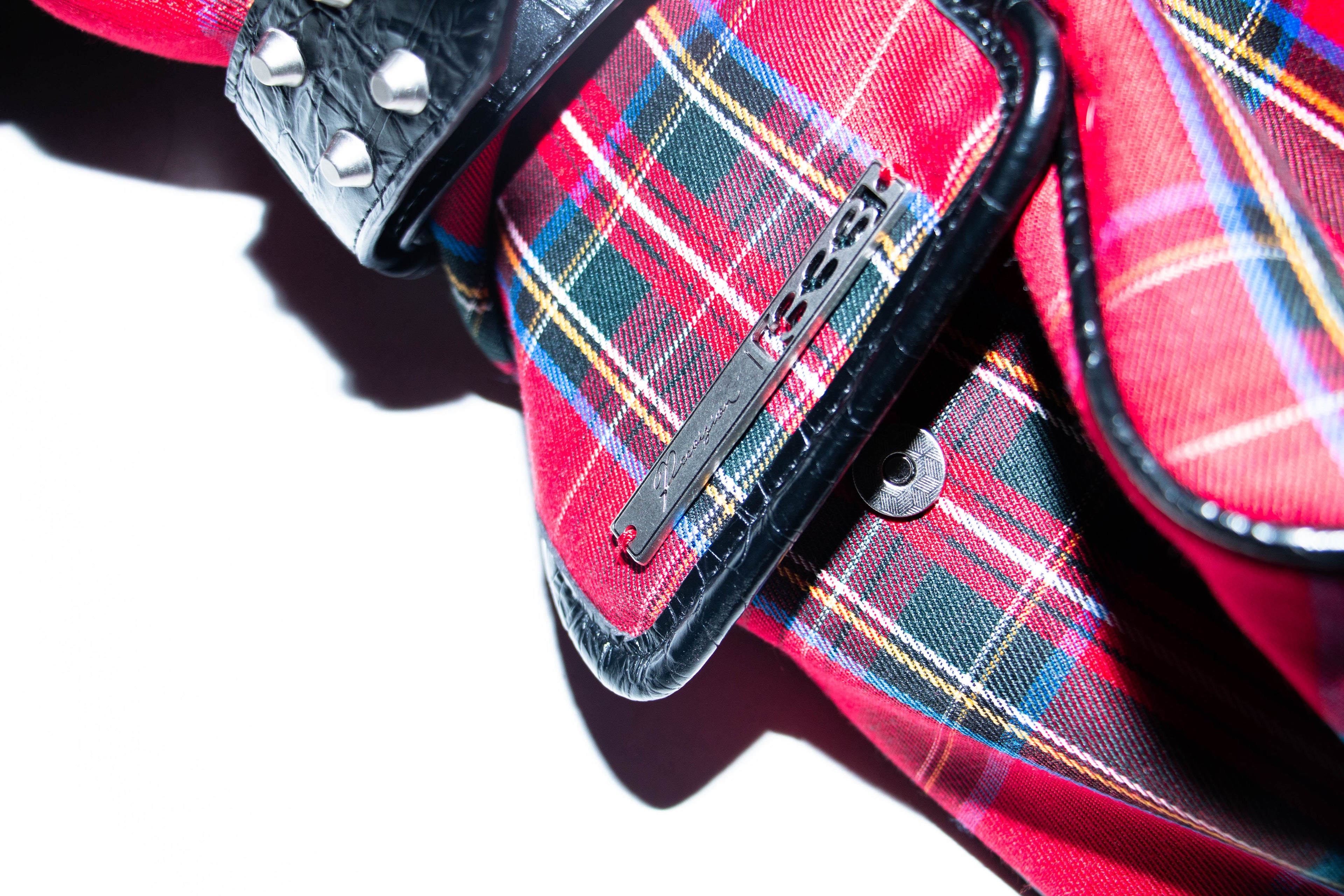 PCCVISION 'GOTH' Plaid Rivet Handbag