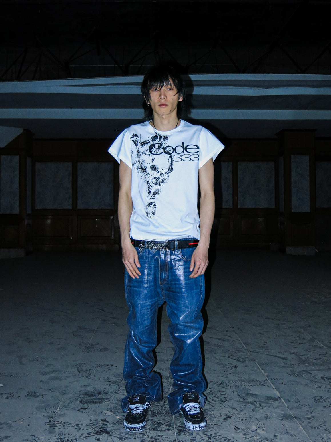 PCCVISION 3MANON 'Code333' Black&White Printed Tee