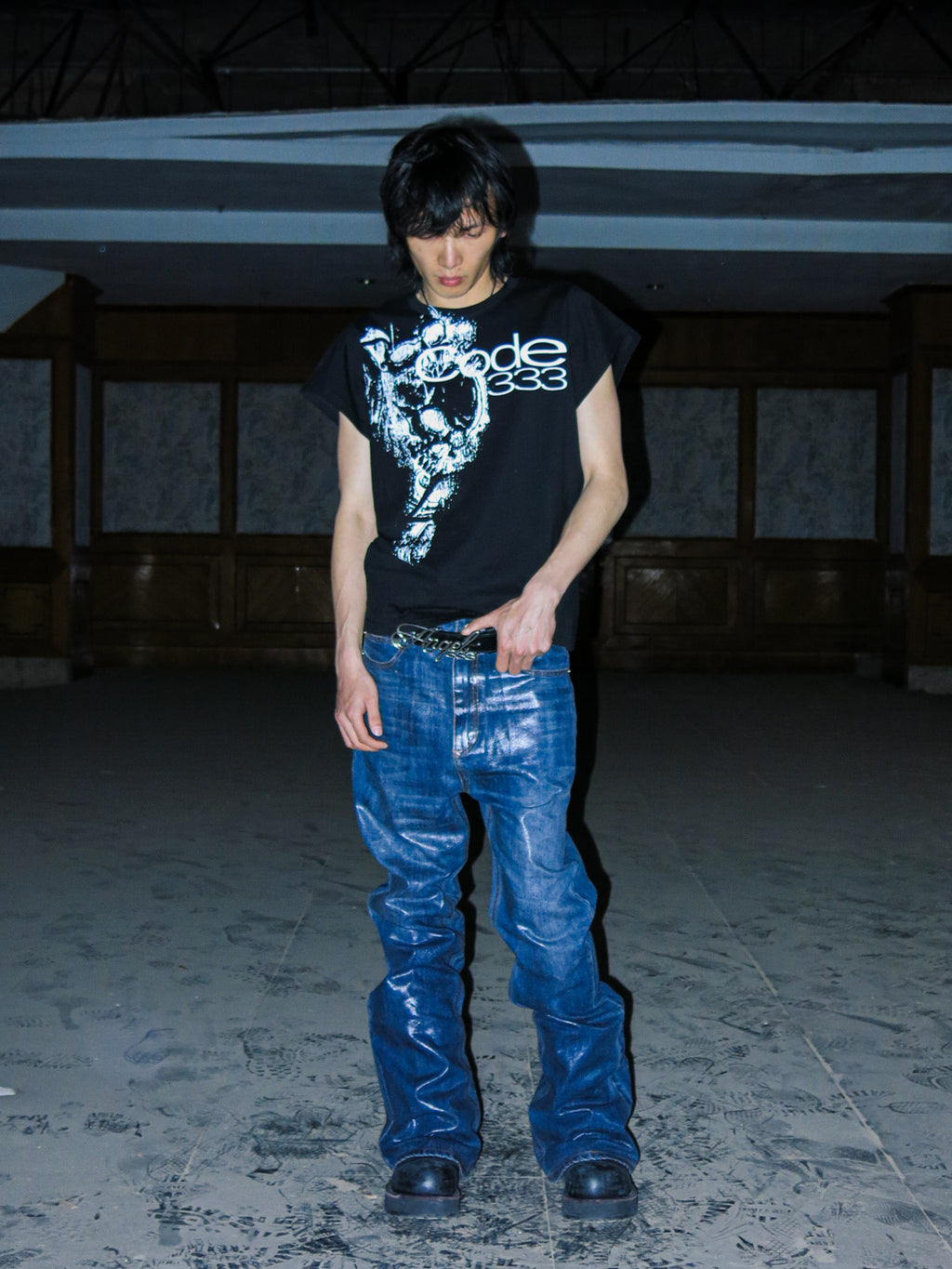 PCCVISION 3MANON 'Code333' Black&White Printed Tee