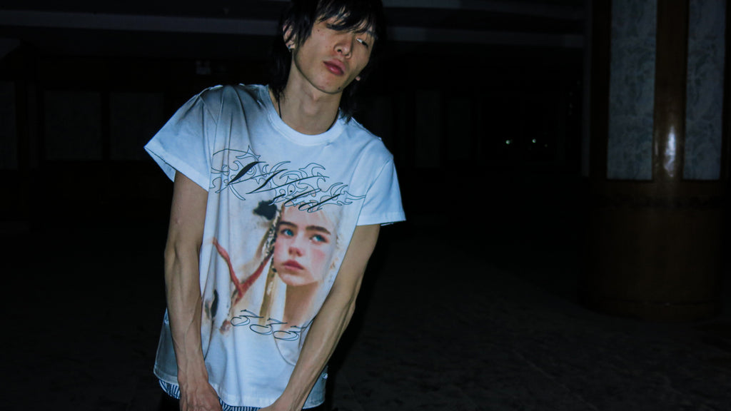 PCCVISION 3MANON 'WILD333' Distressed Portrait Graphic Tee