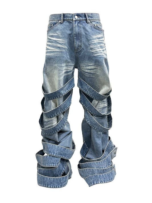 PCCVISION bandage blue jeans