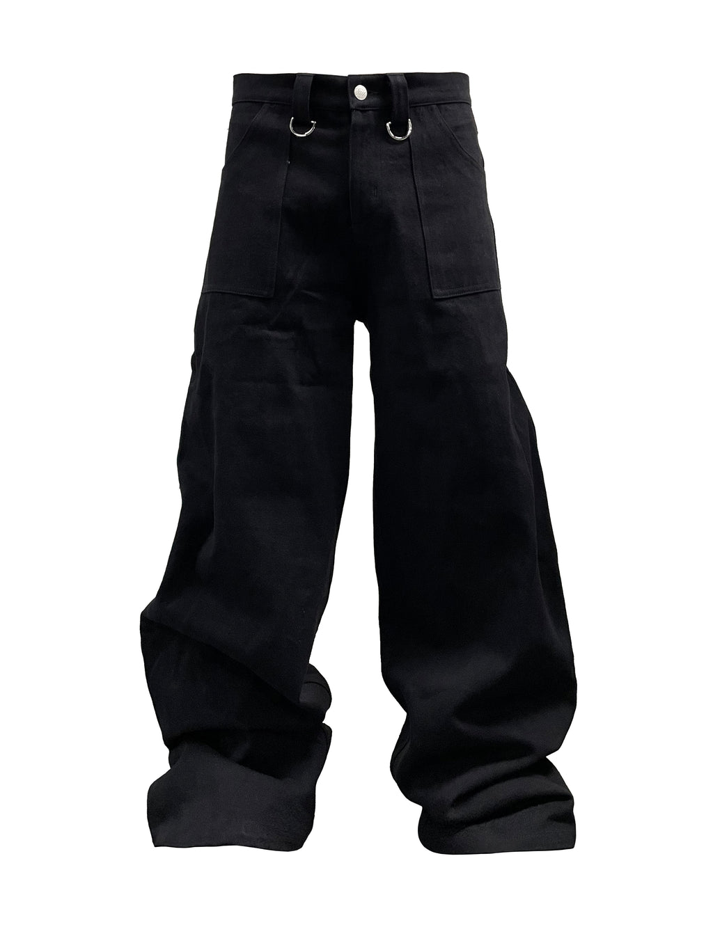 PCCVISION punched metal ring black pants