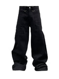 PCCVISION punched metal ring black pants