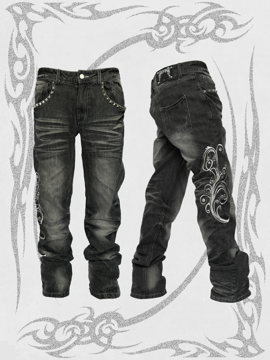UCANTBELIKEME Embroidered Totem Jeans