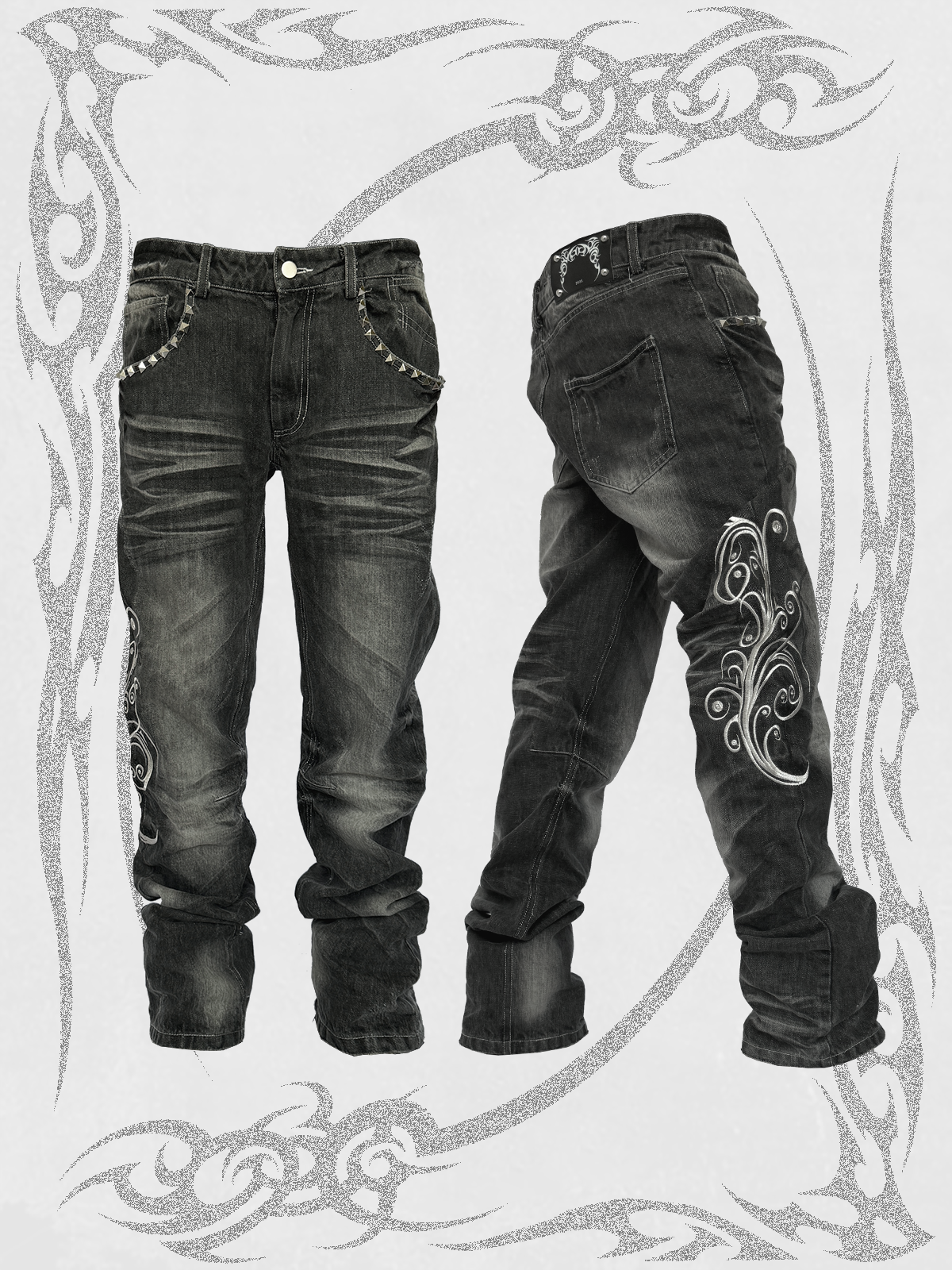 UCANTBELIKEME Embroidered Totem Jeans