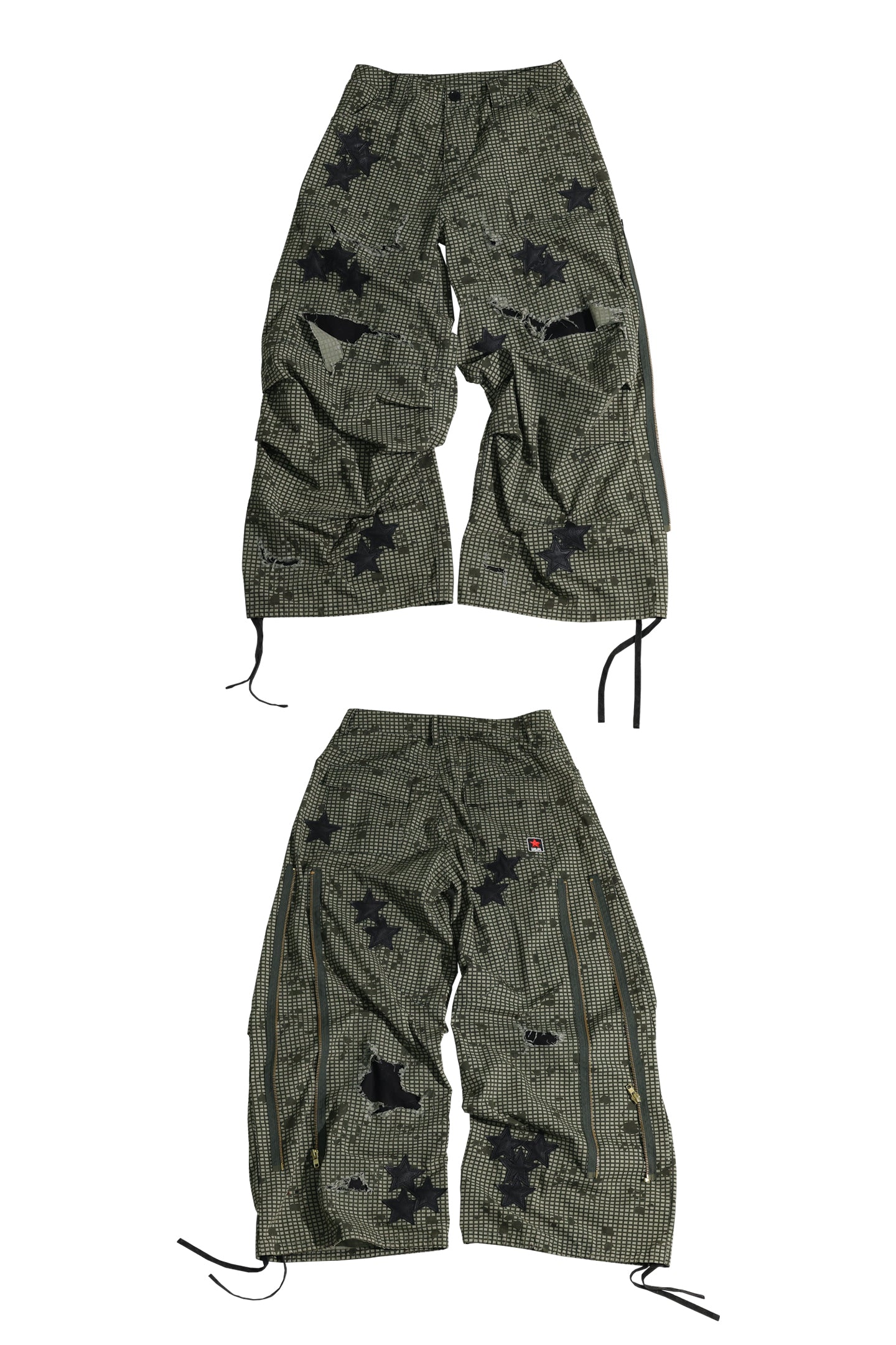 SANSLAWS Ripped star patching pants