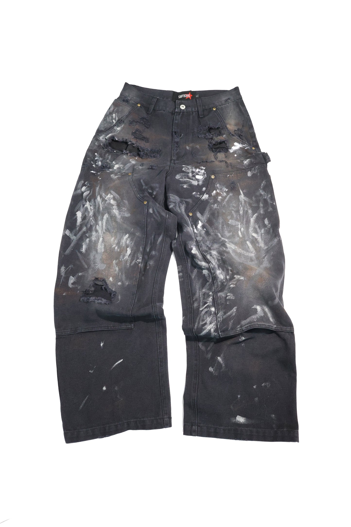 SANSLAWS Black Dirty Splatter Pants