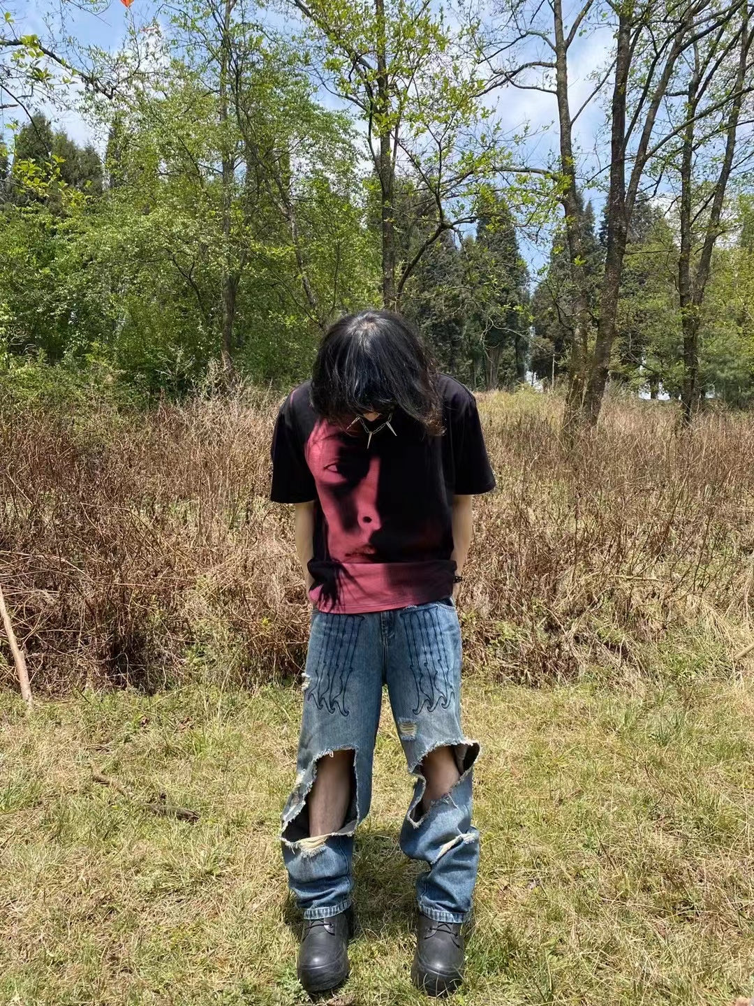 [PCCVISION] 3MAN0N 333 Destruction Washed Denim Jeans